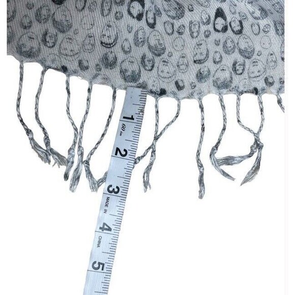 Skunkfunk Scarf Faces Fringe Lightweight Breathable Sustainable Y2K 66” Length - Picture 9 of 10